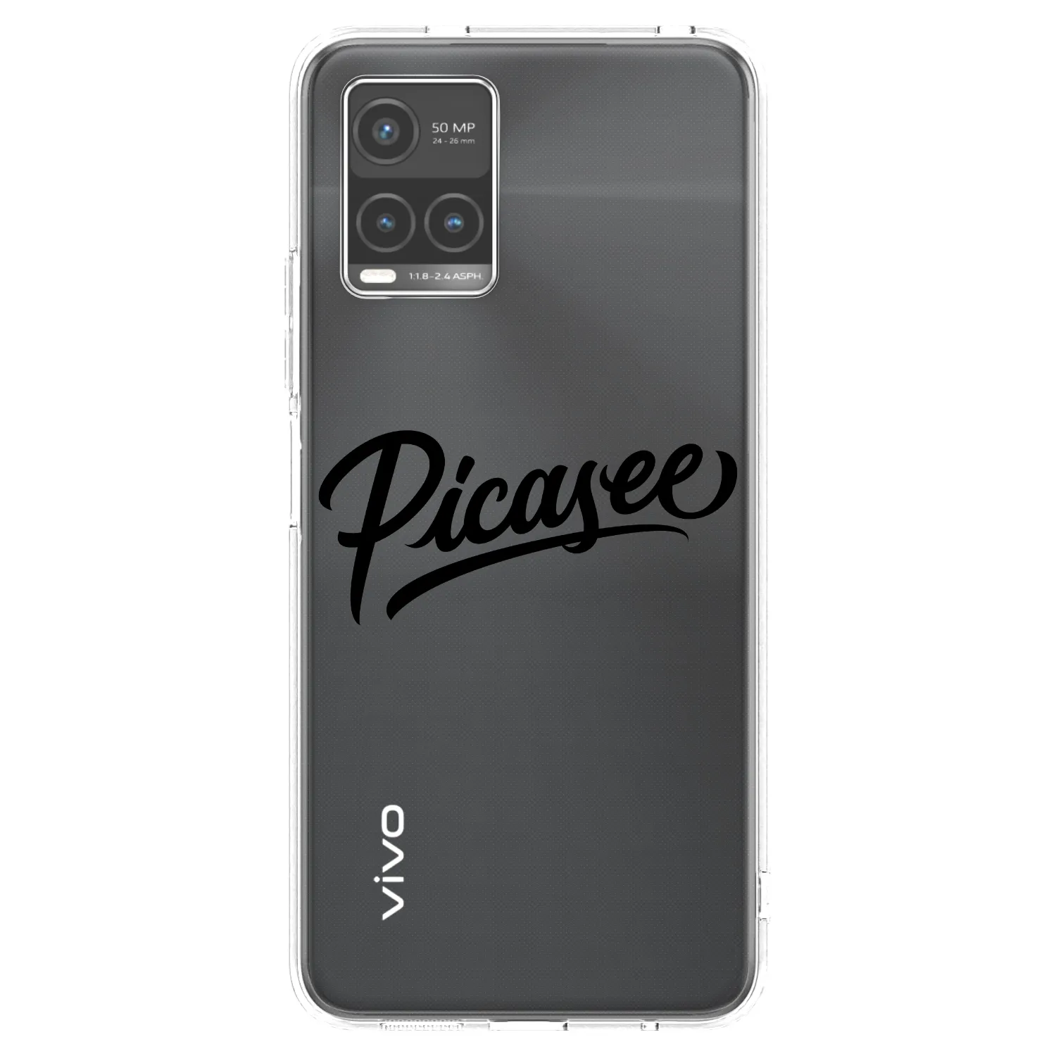 Picasee Vivo Y33s Hülle - Transparentes Silikon - Picasee - old logo - black