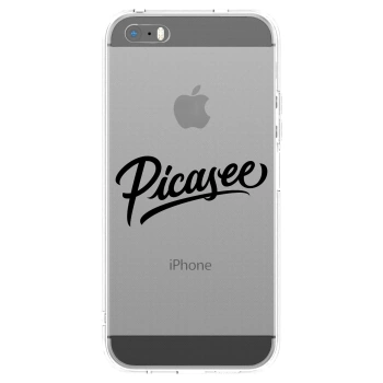 Picasee Apple iPhone 5/5S/SE Hülle - Transparentes Silikon - Picasee - old logo - black