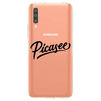 Picasee Samsung Galaxy A70 A705F Hülle - Transparentes Silikon - Picasee - old logo - black