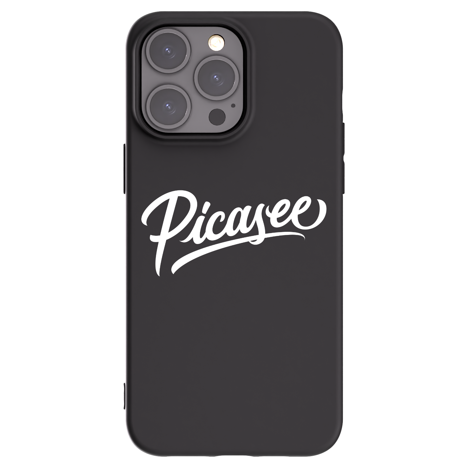 Picasee Apple iPhone 15 Pro Max Hülle - Schwarzes Silikon - Picasee - old logo - white