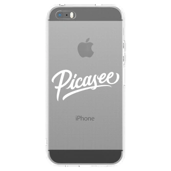 Picasee Apple iPhone 5/5S/SE Hülle - Transparentes Silikon - Picasee - old logo - white