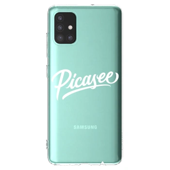 Picasee Samsung Galaxy A51 A515F Hülle - Transparentes Silikon - Picasee - old logo - white
