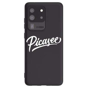 Picasee Samsung Galaxy S20 Ultra 5G G988F Hülle - Schwarzes Silikon - Picasee - old logo - white
