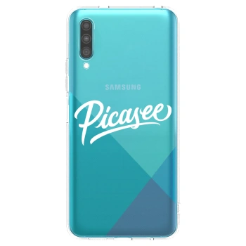 Picasee Samsung Galaxy A30s A307F Hülle - Transparentes Silikon - Picasee - old logo - white