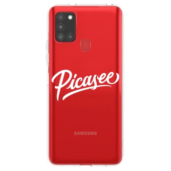 Picasee Samsung Galaxy A21s Hülle - Transparentes Silikon - Picasee - old logo - white