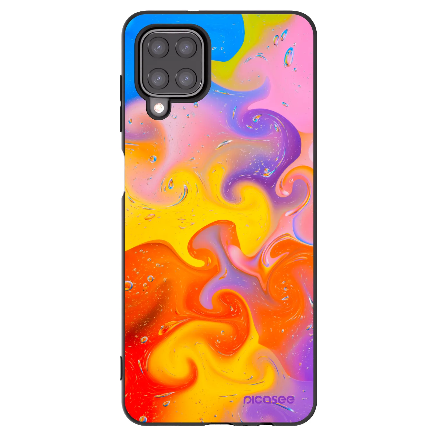 Picasee Samsung Galaxy A12 A125F Hülle - Schwarzes Silikon - Bubbles