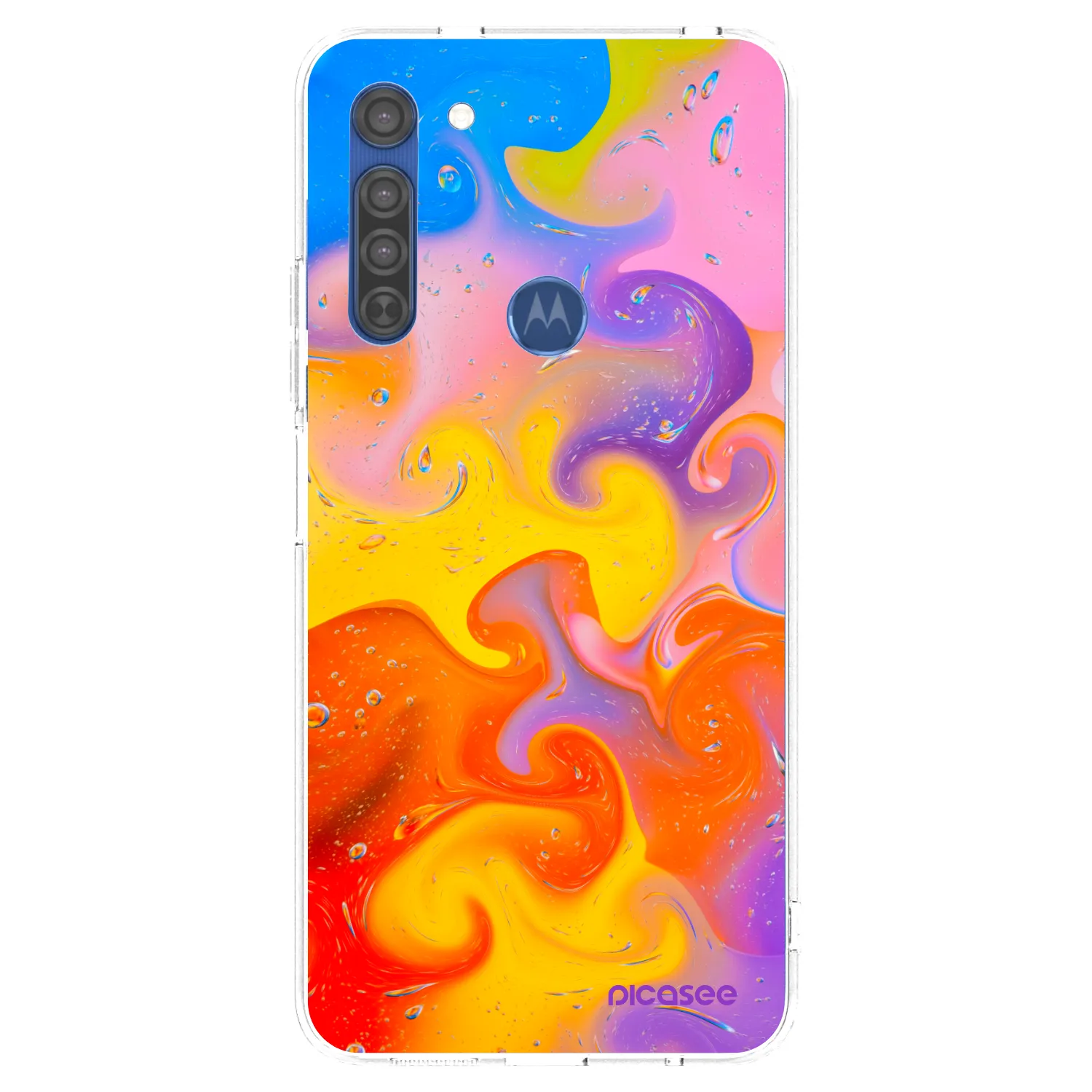 Picasee Motorola Moto G8 Hülle - Transparentes Silikon - Bubbles