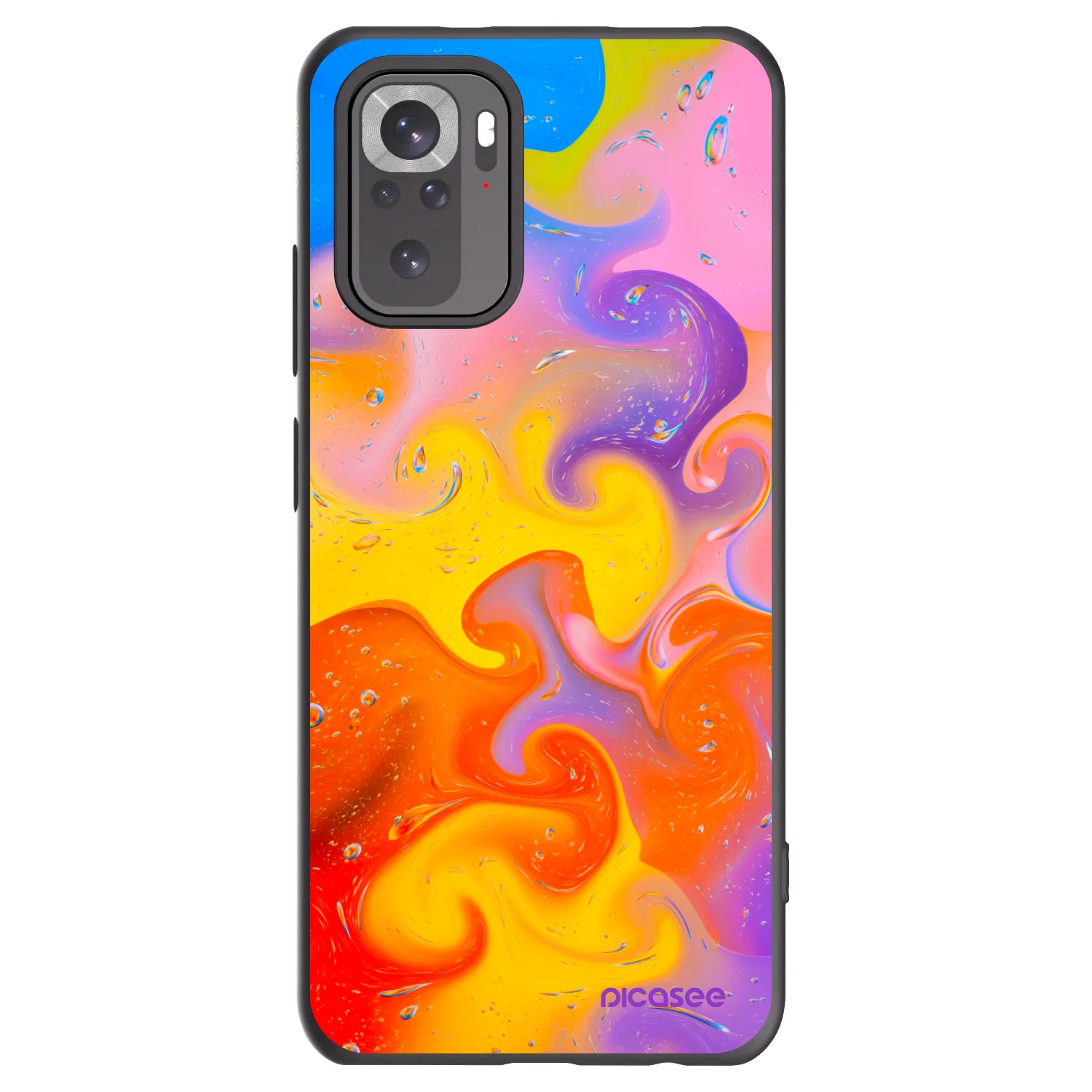 Picasee Xiaomi Redmi Note 10S Hülle - Schwarzes Silikon - Bubbles