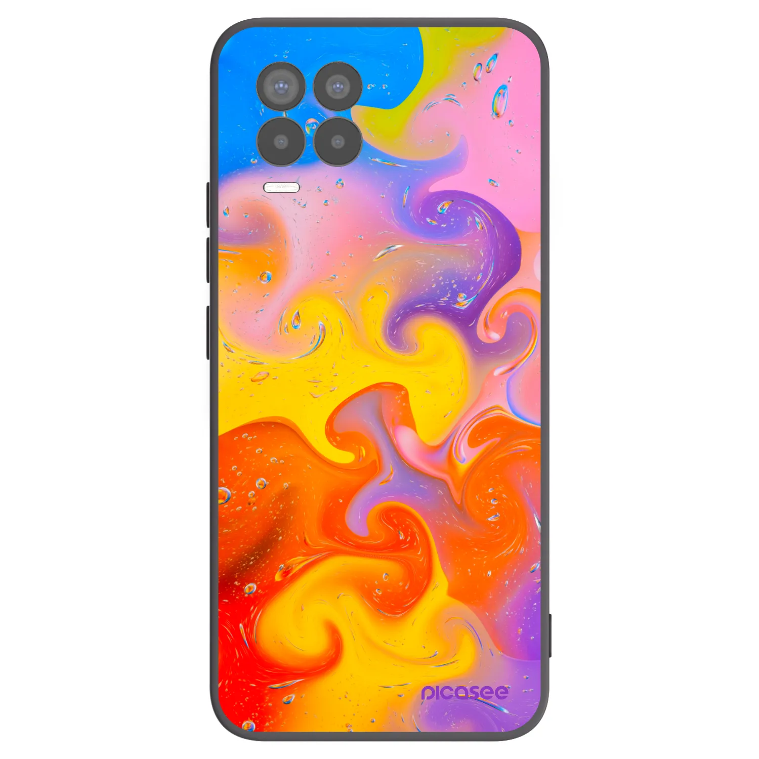Picasee Realme 8 4G Hülle - Schwarzes Silikon - Bubbles