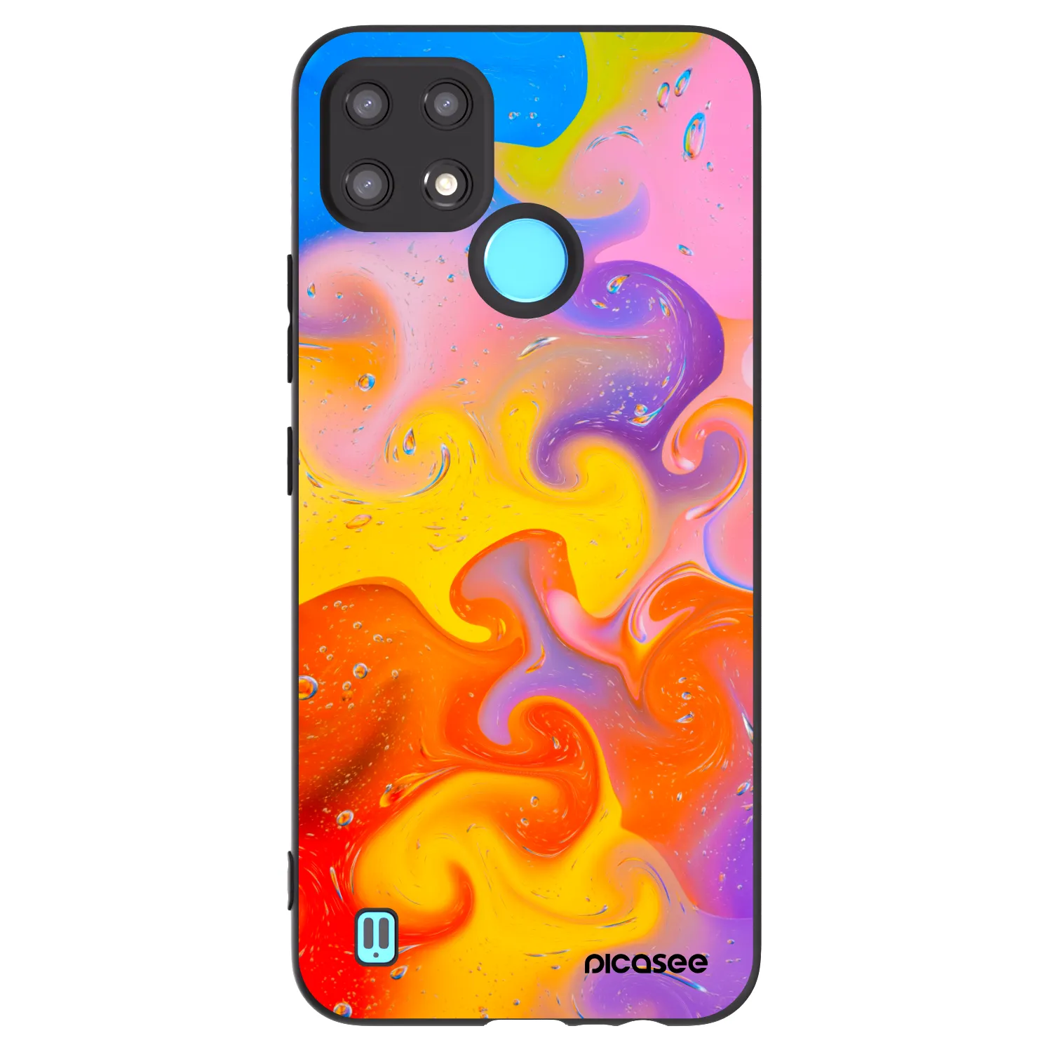 Picasee Realme C21 Hülle - Schwarzes Silikon - Bubbles