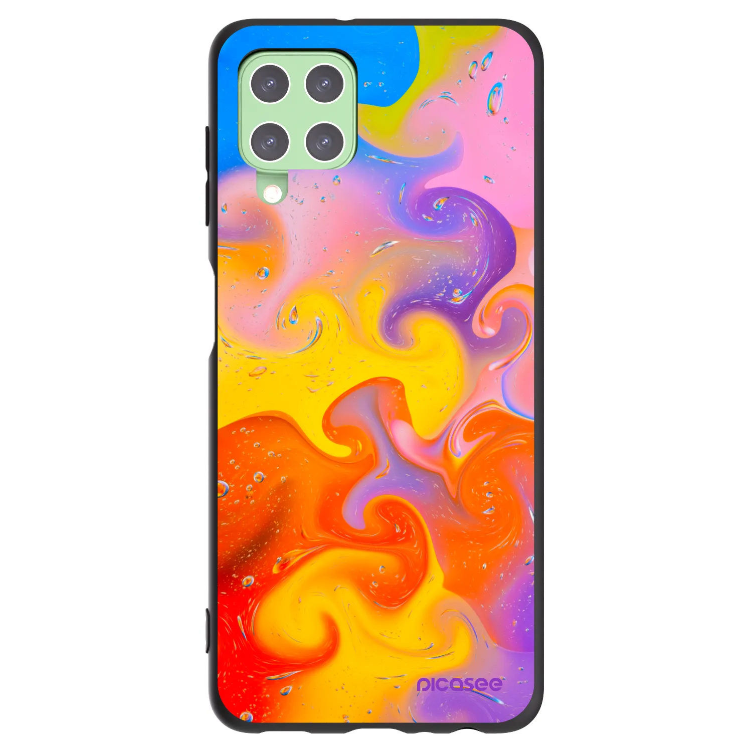 Picasee Samsung Galaxy A22 A225F 4G Hülle - Schwarzes Silikon - Bubbles