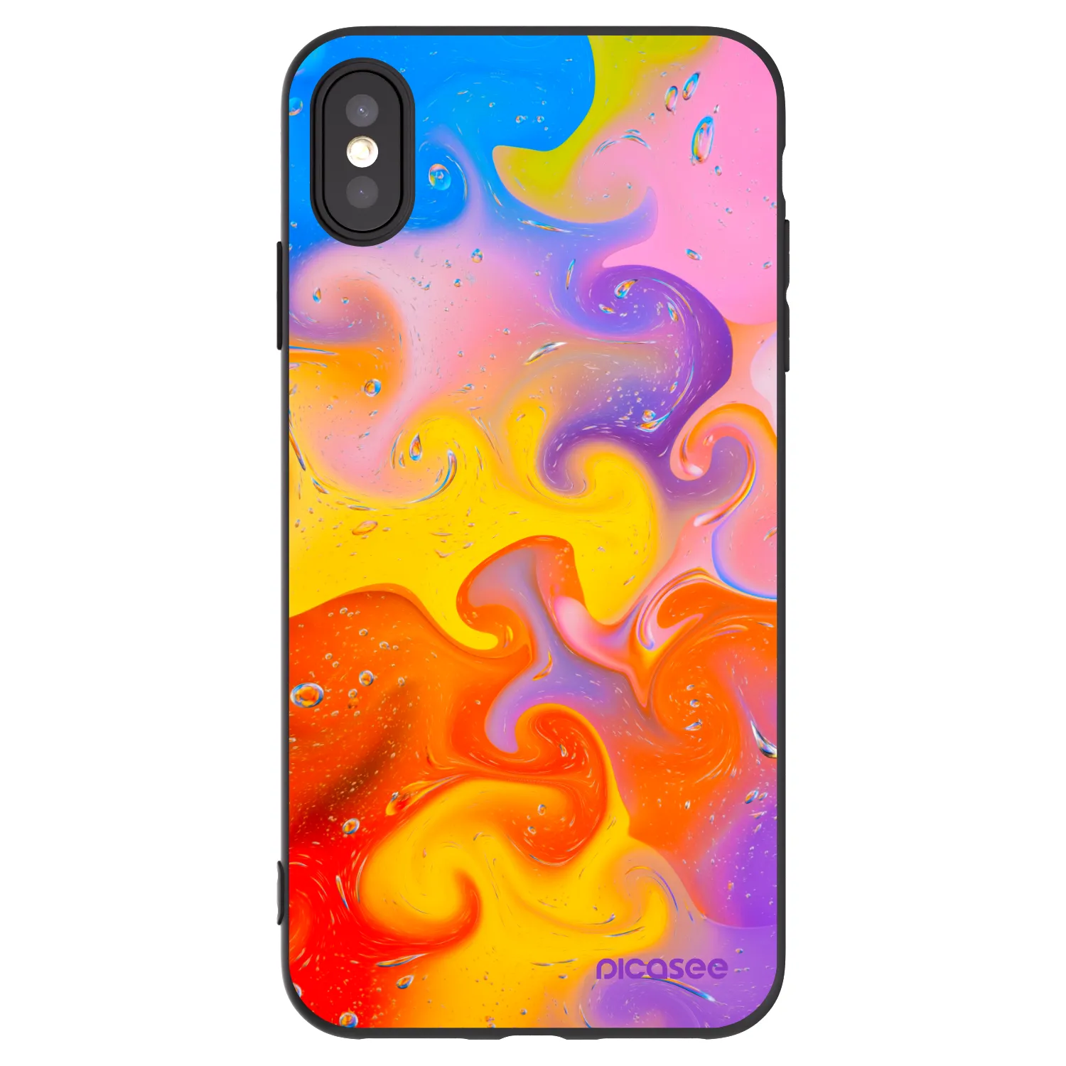 Picasee Apple iPhone XS Max Hülle - Schwarzes Silikon - Bubbles