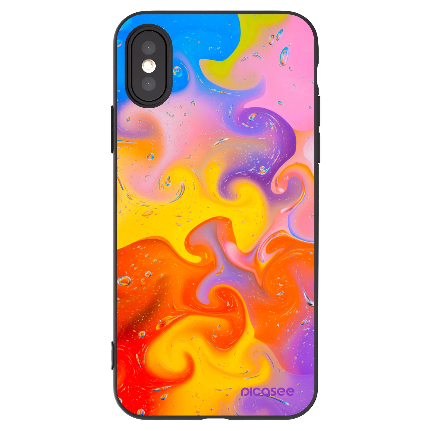 Picasee Apple iPhone X/XS Hülle - Schwarzes Silikon - Bubbles