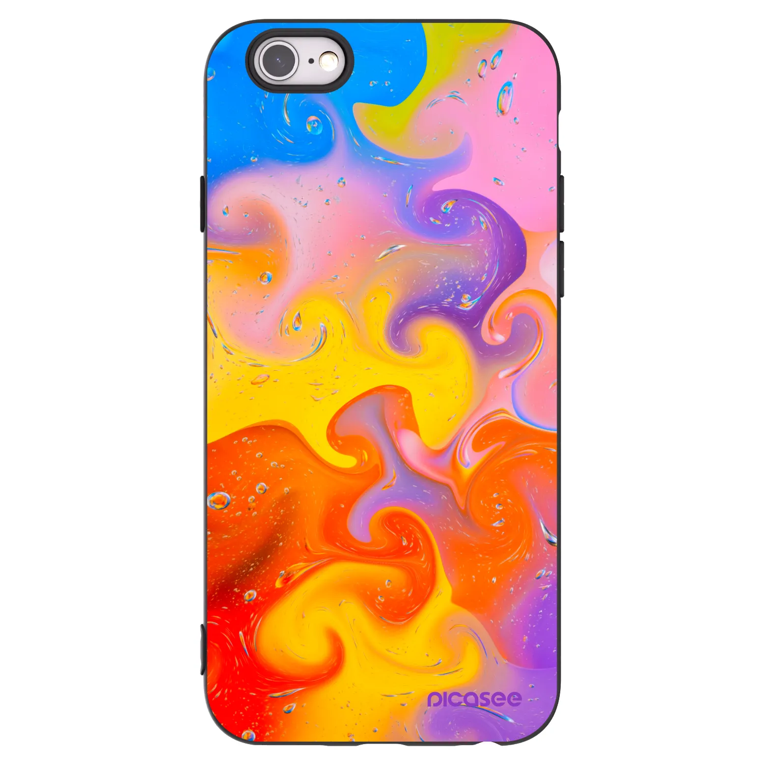 Picasee Apple iPhone 6/6S Hülle - Schwarzes Silikon - Bubbles