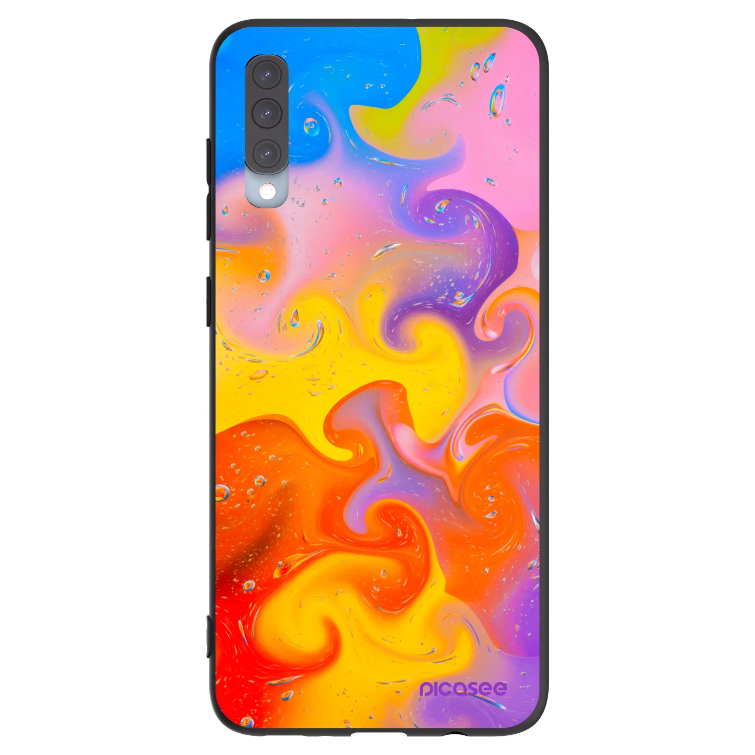 Picasee Samsung Galaxy A70 A705F Hülle - Schwarzes Silikon - Bubbles