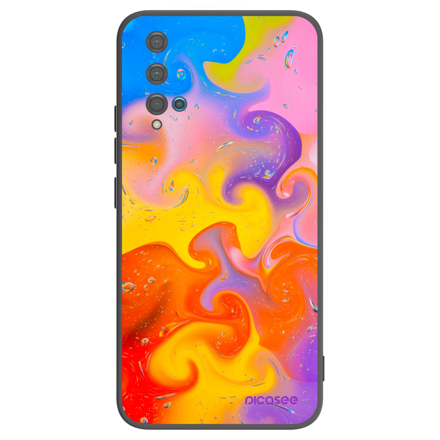Picasee Huawei Nova 5T Hülle - Schwarzes Silikon - Bubbles