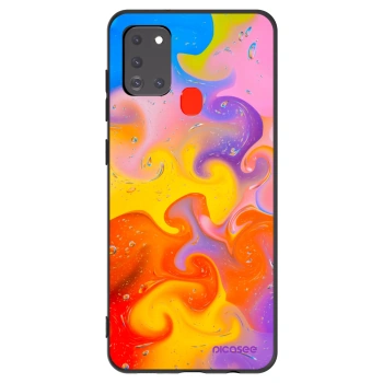 Picasee Samsung Galaxy A21s Hülle - Schwarzes Silikon - Bubbles