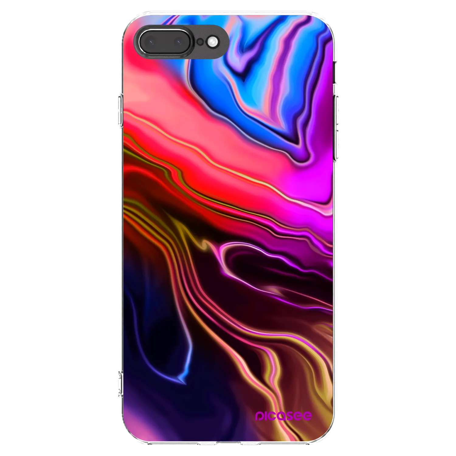 Picasee Apple iPhone 8 Plus Hülle - Transparentes Silikon - Electric