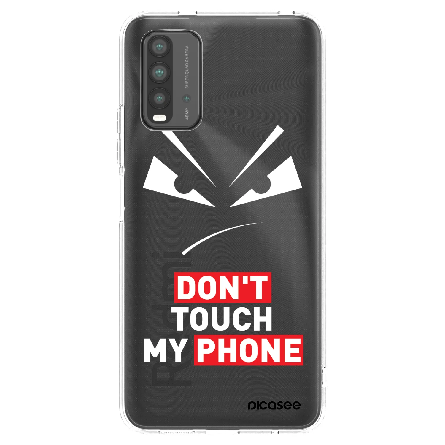 Picasee Xiaomi Redmi 9T Hülle - Schwarzes Silikon - Evil Eye - Transparent