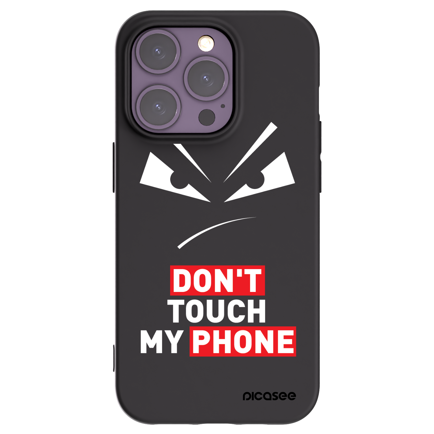 Picasee Apple iPhone 14 Pro Hülle - Schwarzes Silikon - Evil Eye - Transparent