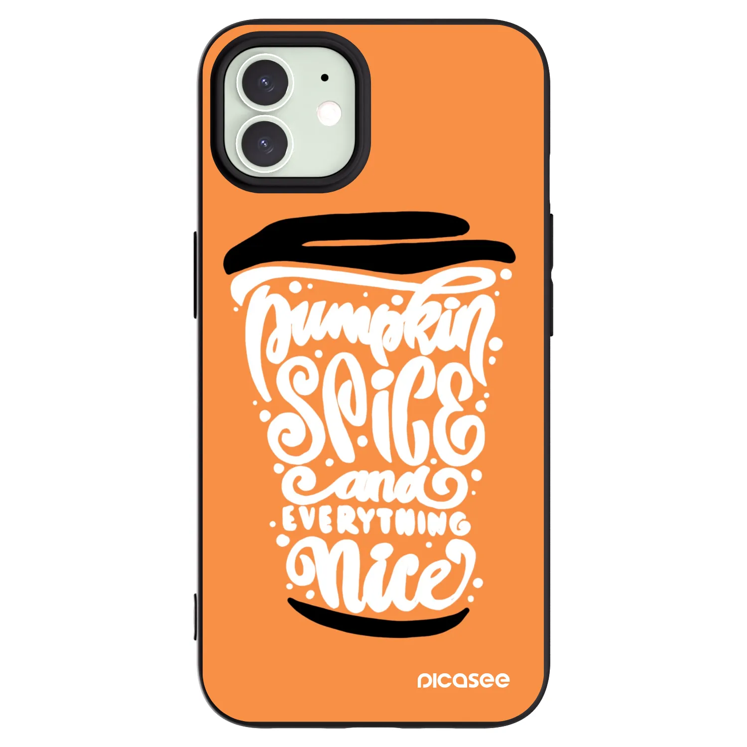 Picasee Apple iPhone 12 Hülle - Schwarzes Silikon - Pumpkin coffee