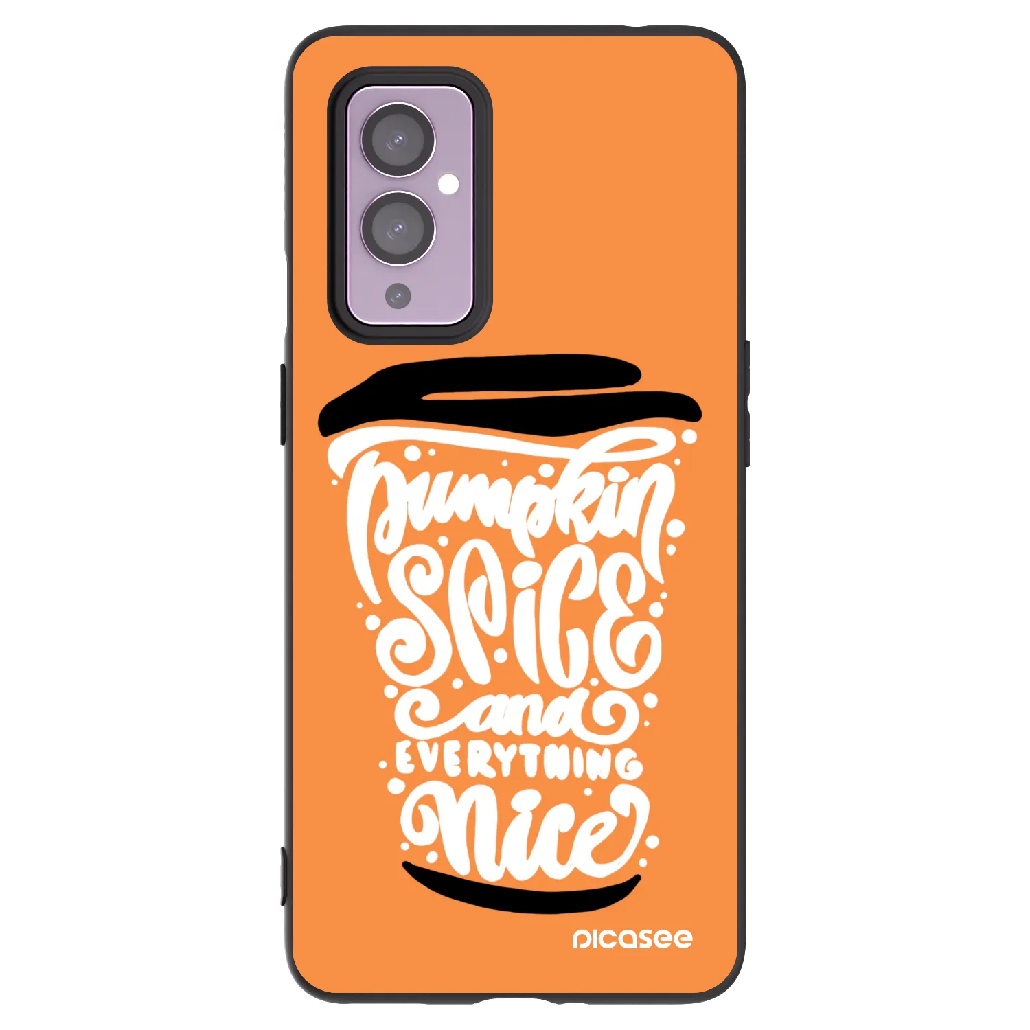 Picasee OnePlus 9 Hülle - Schwarzes Silikon - Pumpkin coffee