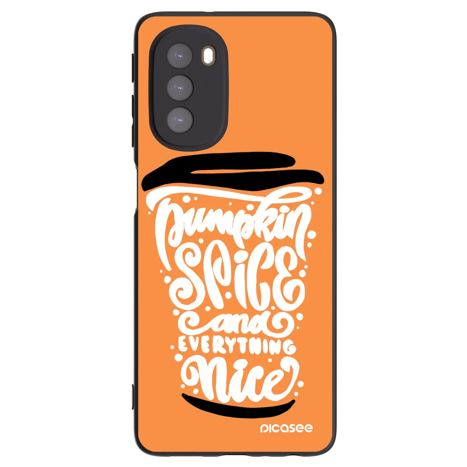 Picasee Motorola Moto G51 Hülle - Schwarzes Silikon - Pumpkin coffee
