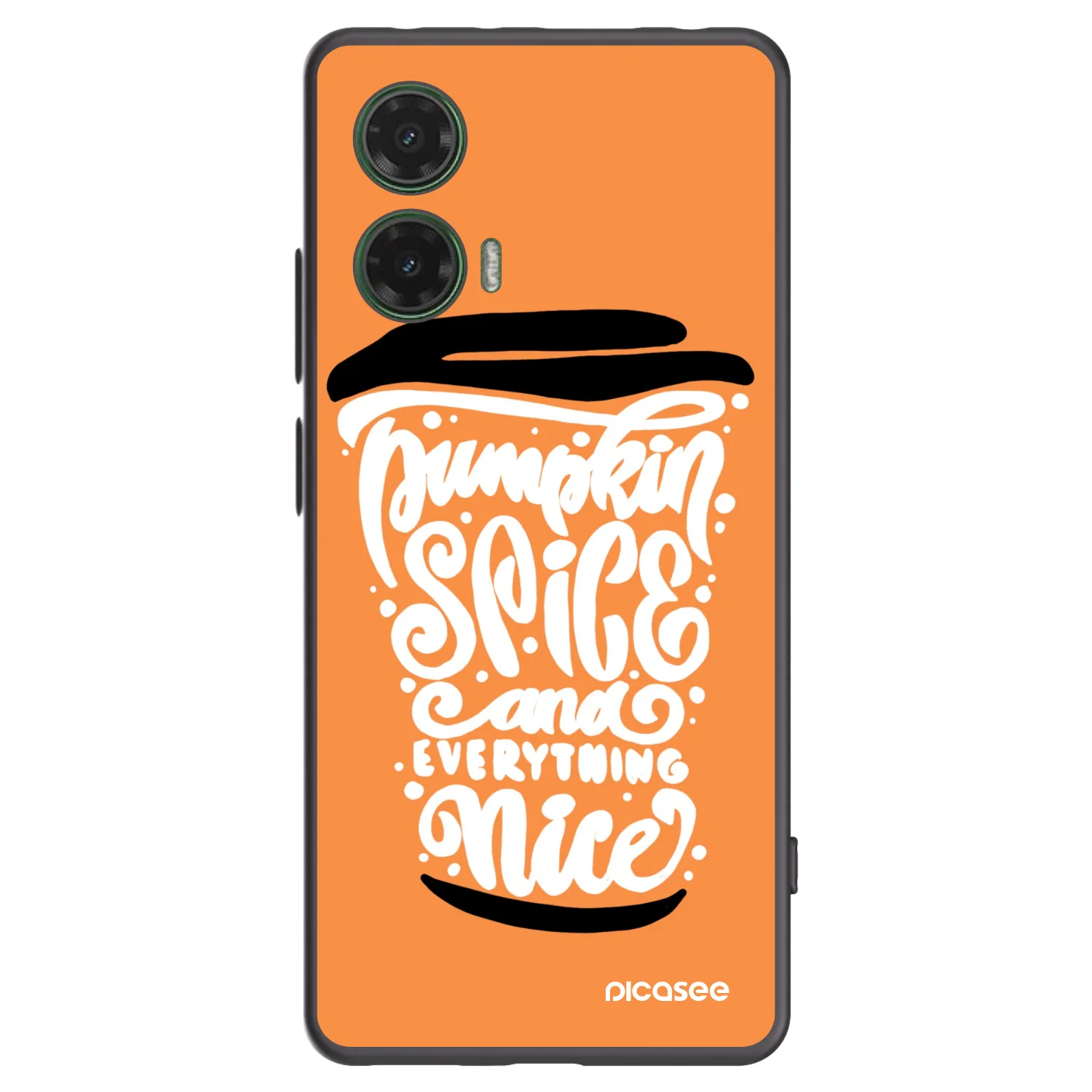 Picasee Motorola Moto G35 5G Hülle - Schwarzes Silikon - Pumpkin coffee