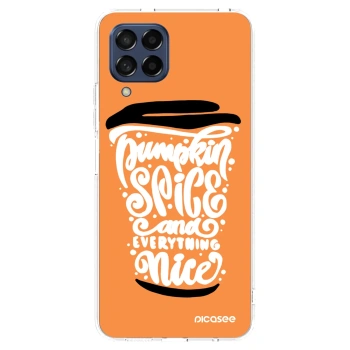 Picasee Samsung Galaxy M53 5G Hülle - Transparentes Silikon - Pumpkin coffee