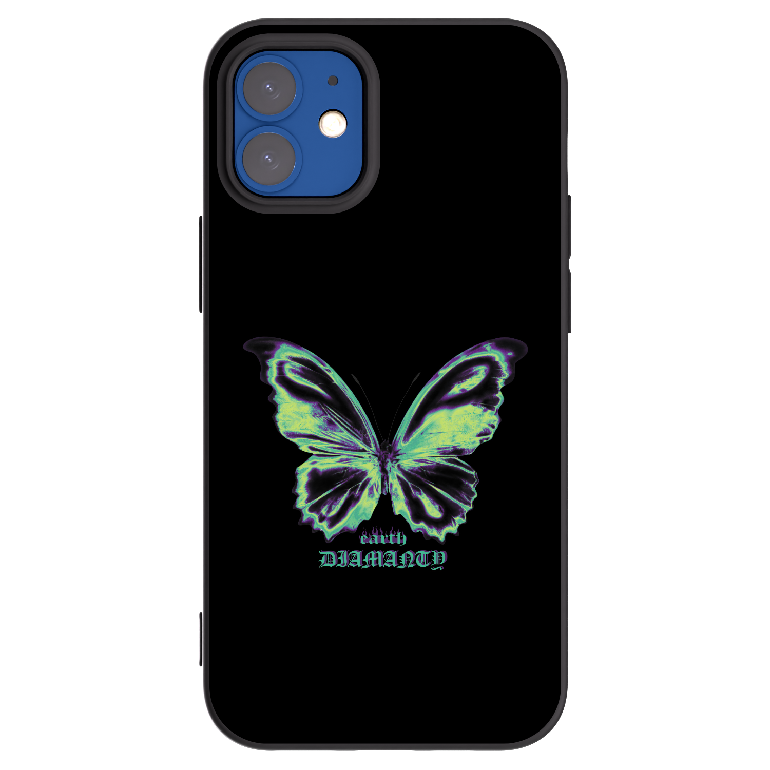 Picasee Apple iPhone 12 mini Hülle - Schwarzes Silikon - Diamanty Blue