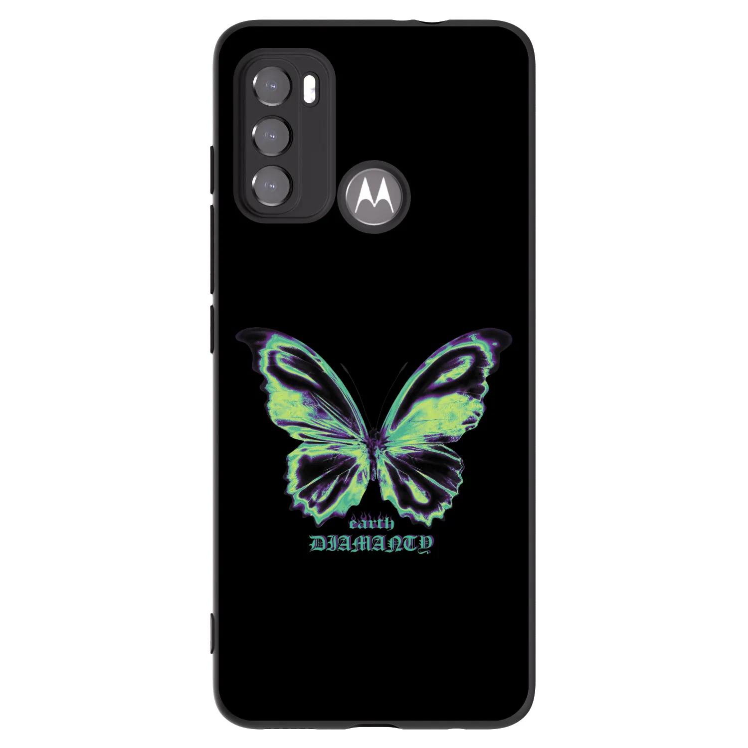 Picasee Motorola Moto G60 Hülle - Schwarzes Silikon - Diamanty Blue