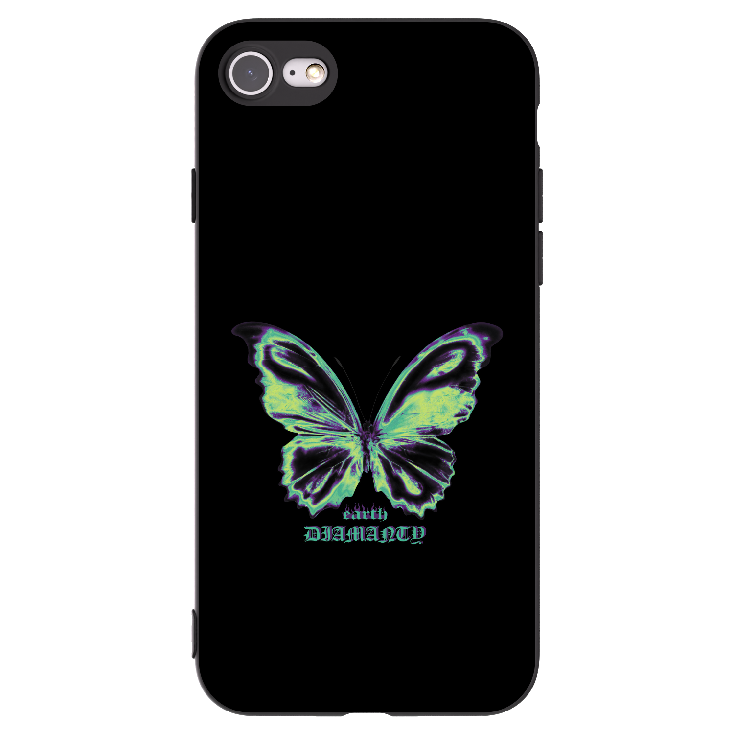 Picasee Apple iPhone SE 2022 Hülle - Schwarzes Silikon - Diamanty Blue