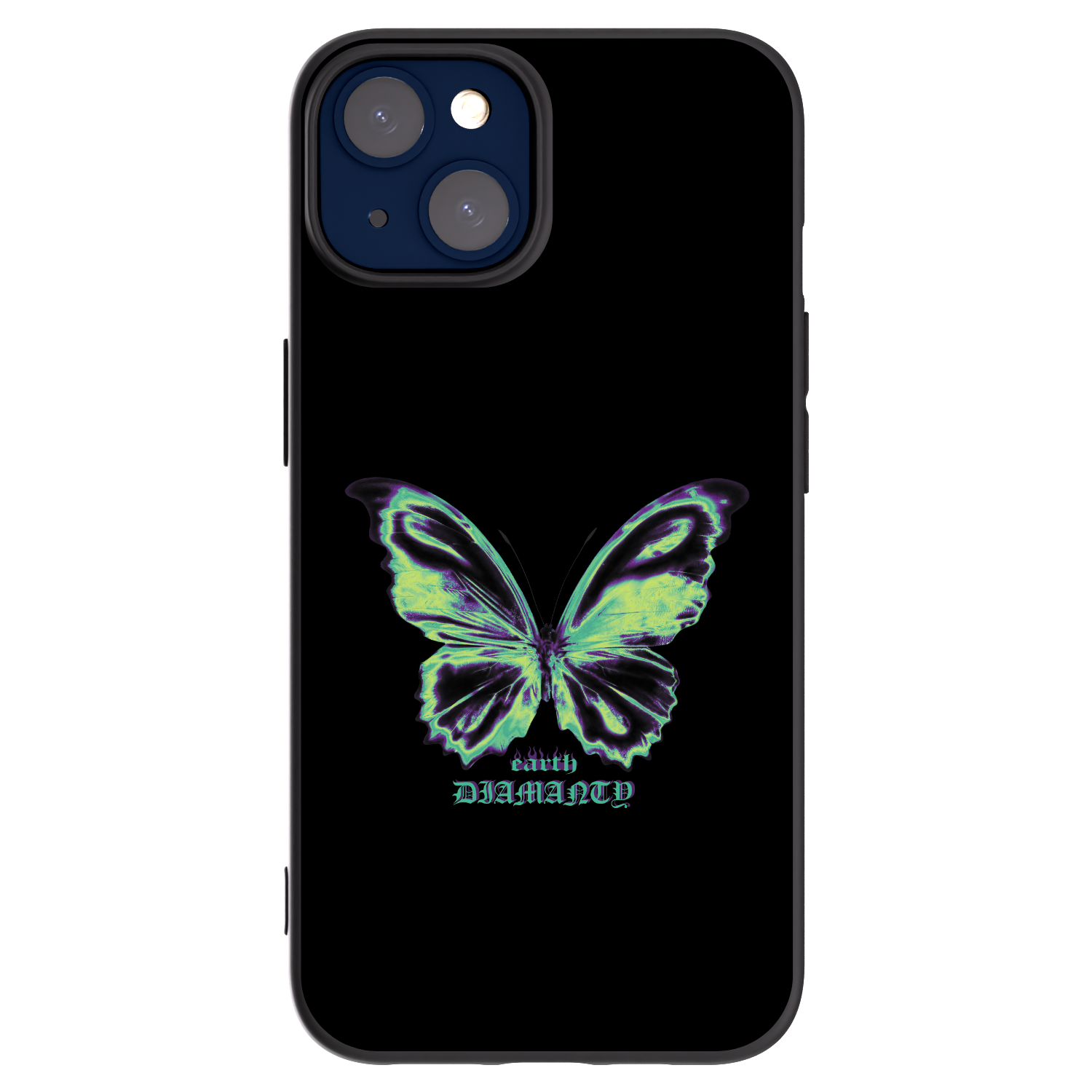 Picasee Apple iPhone 14 Hülle - Schwarzes Silikon - Diamanty Blue