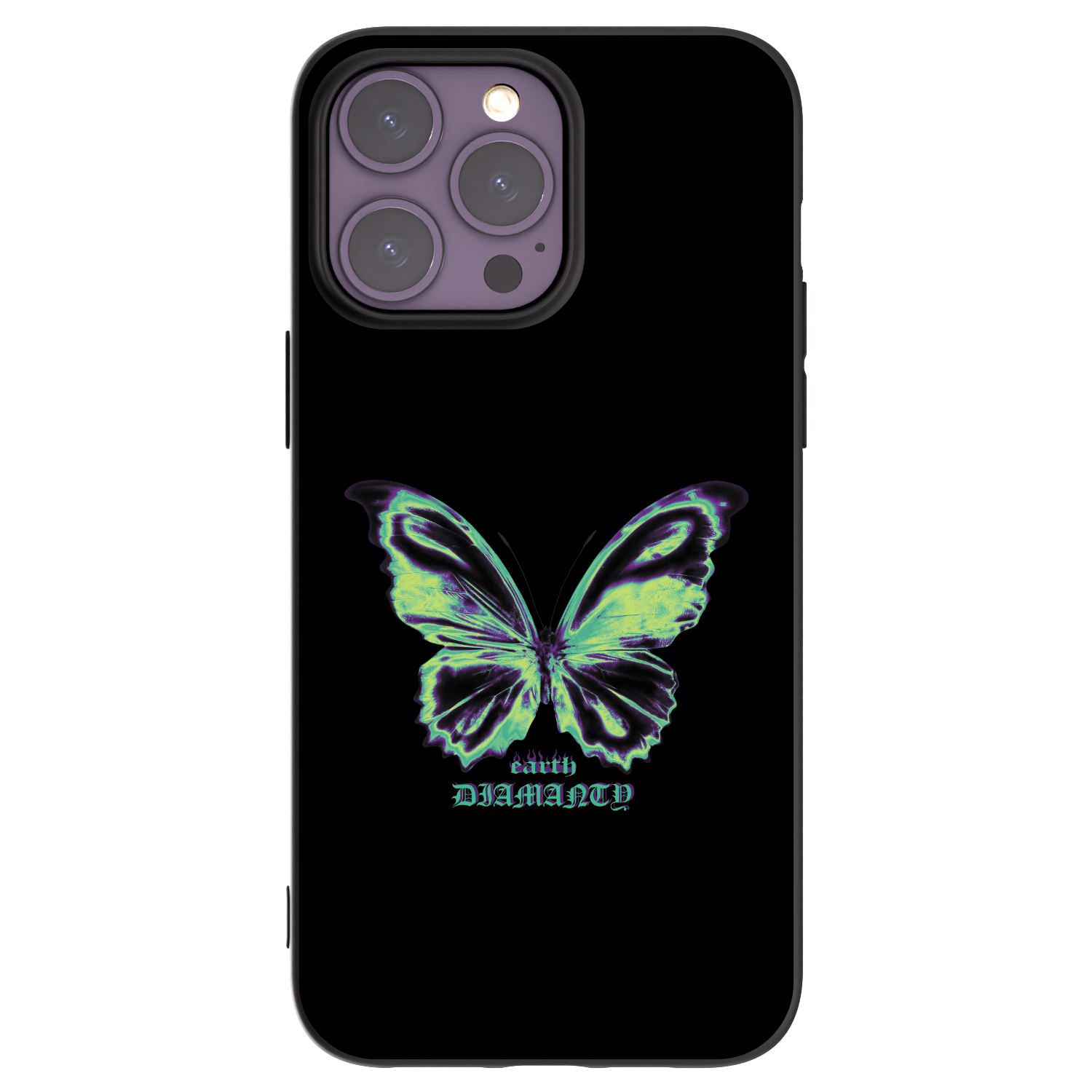 Picasee Apple iPhone 14 Pro Max Hülle - Schwarzes Silikon - Diamanty Blue