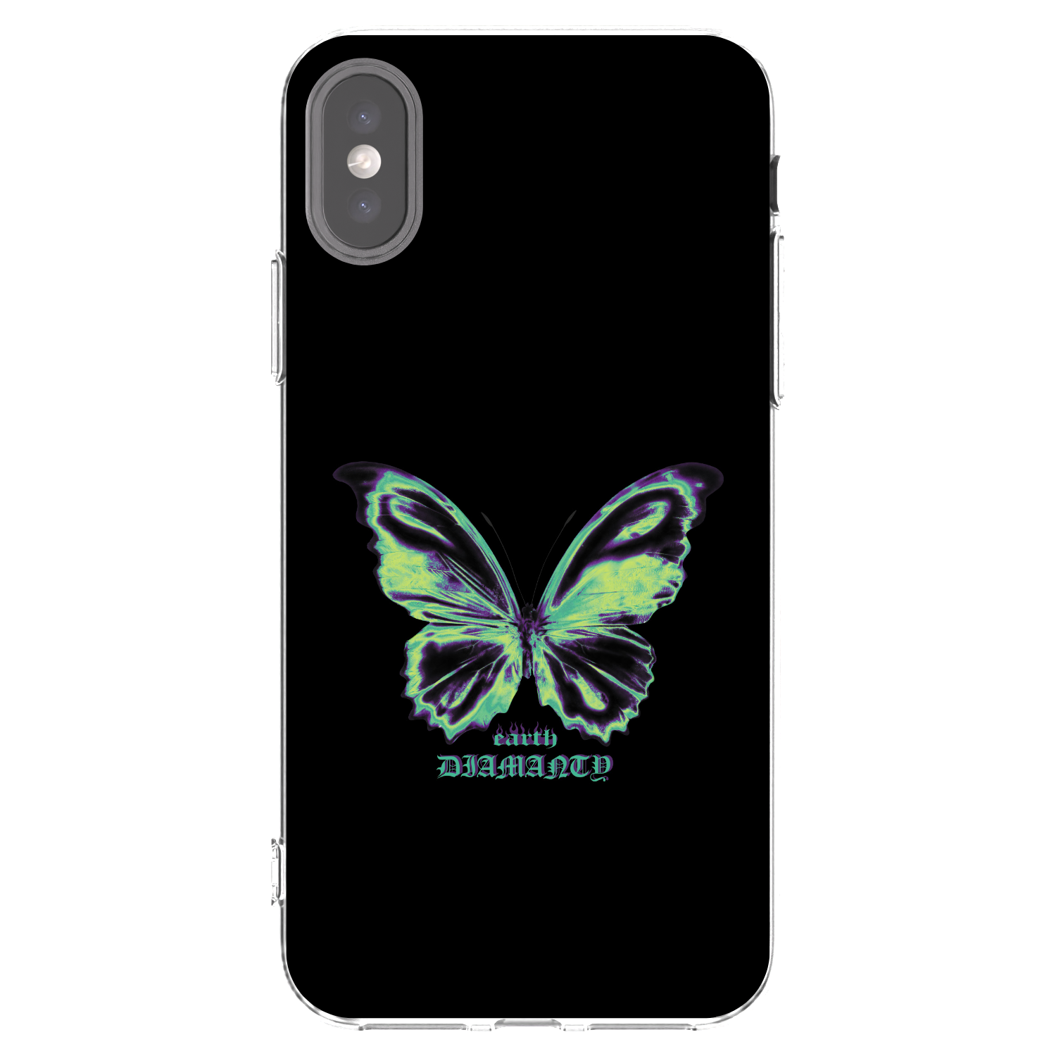 Picasee Apple iPhone X/XS Hülle - Transparentes Silikon - Diamanty Blue