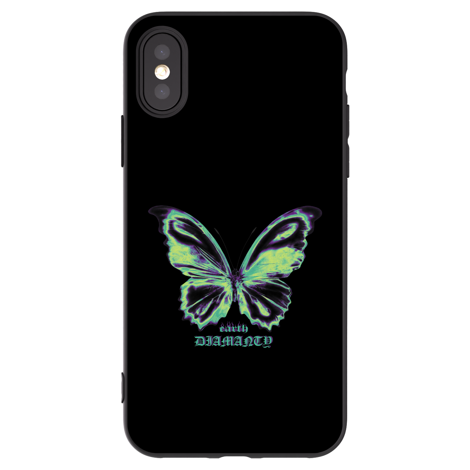 Picasee Apple iPhone X/XS Hülle - Schwarzes Silikon - Diamanty Blue