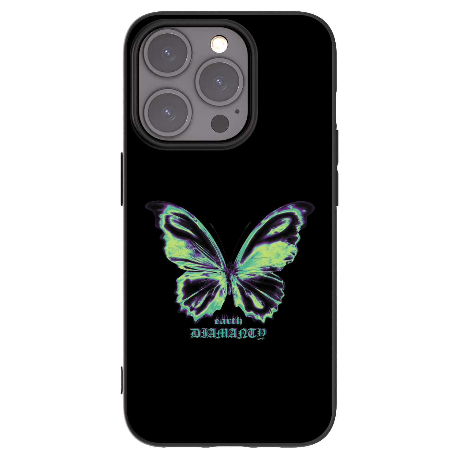Picasee Apple iPhone 15 Pro Hülle - Schwarzes Silikon - Diamanty Blue