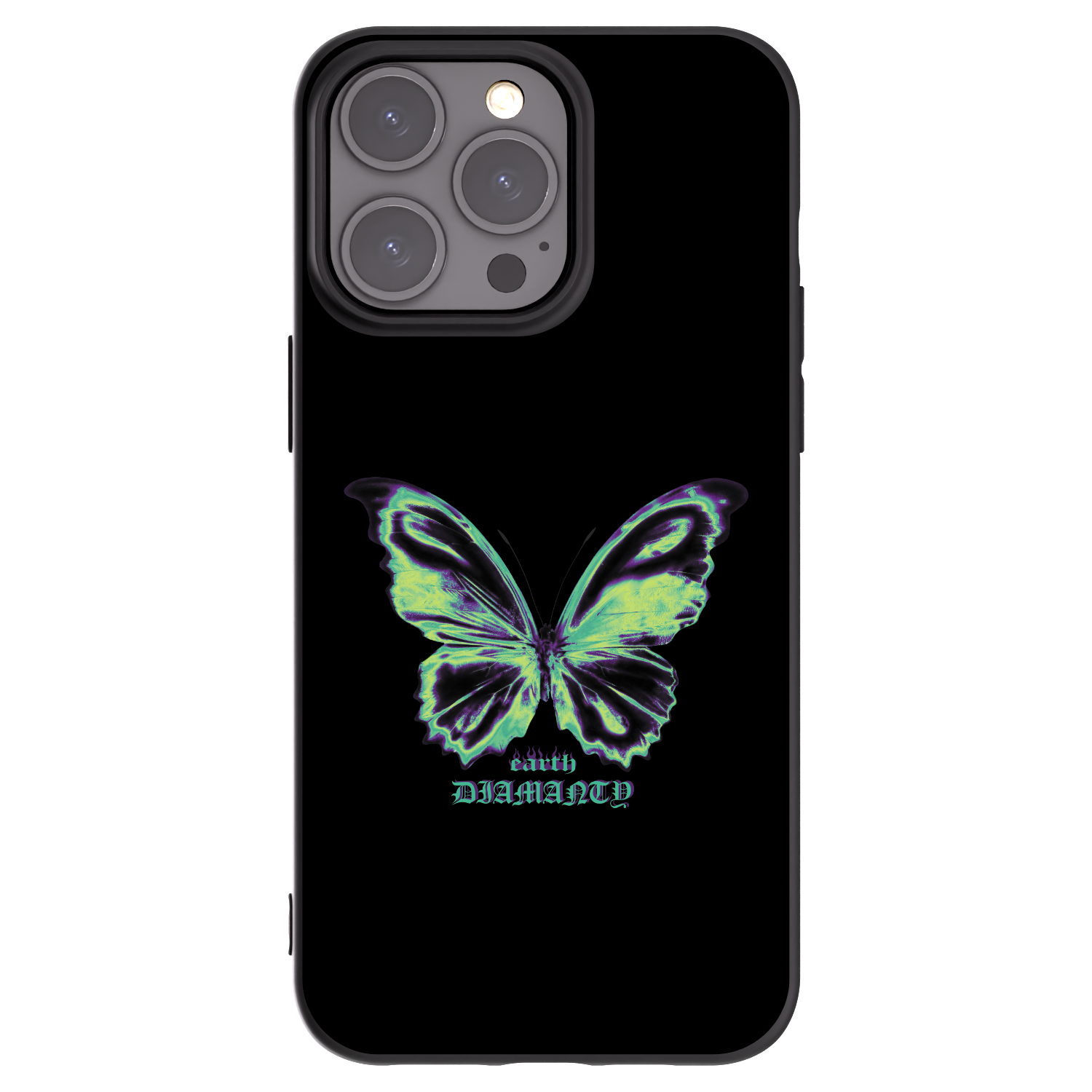 Picasee Apple iPhone 15 Pro Max Hülle - Schwarzes Silikon - Diamanty Blue