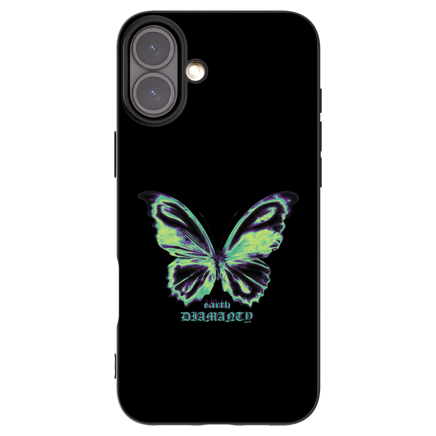 Picasee Apple iPhone 16 Plus Hülle - Schwarzes Silikon - Diamanty Blue
