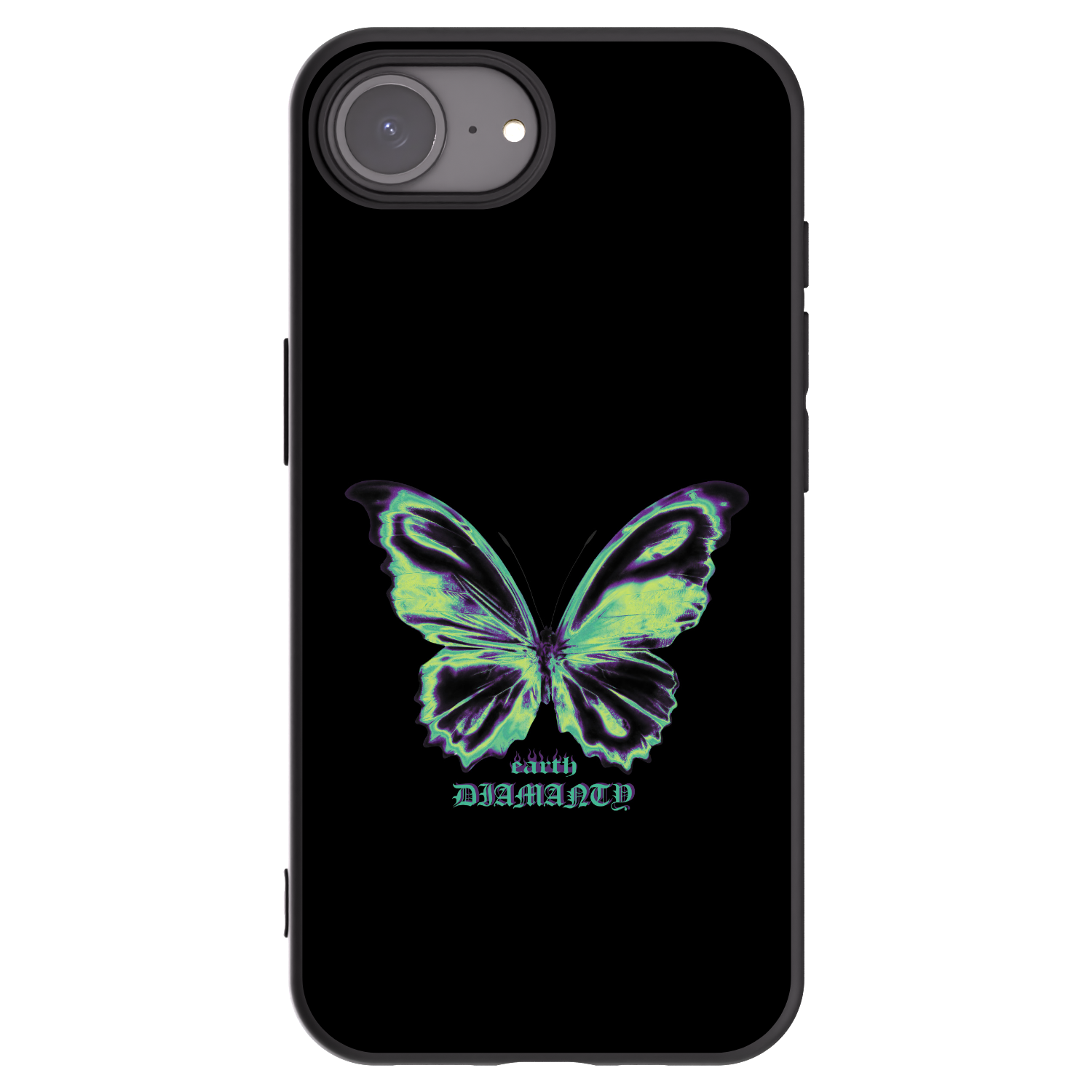 Picasee Apple iPhone 16e Hülle - Schwarzes Silikon - Diamanty Blue