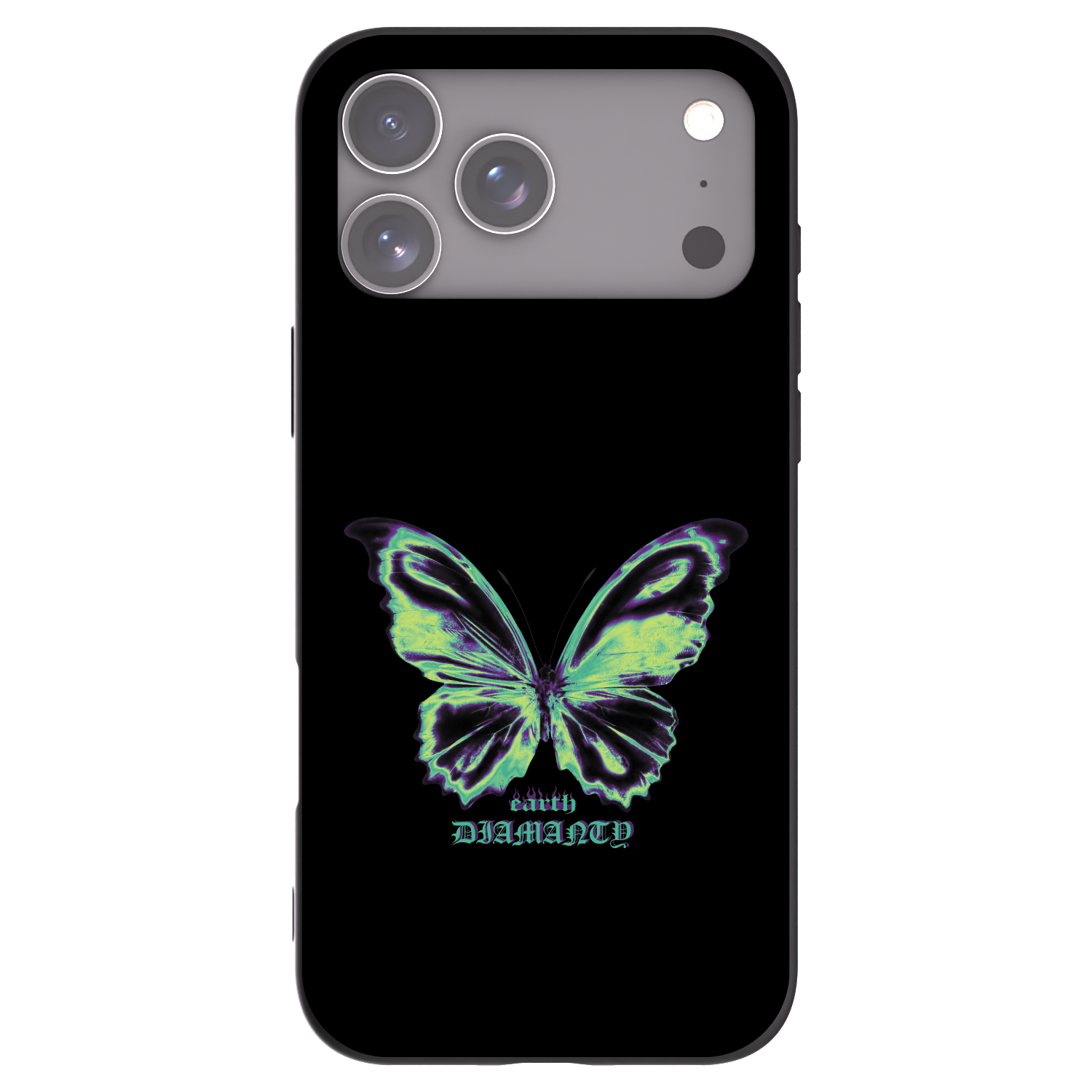 Picasee Apple iPhone 17 Pro Max Hülle - Schwarzes Silikon - Diamanty Blue