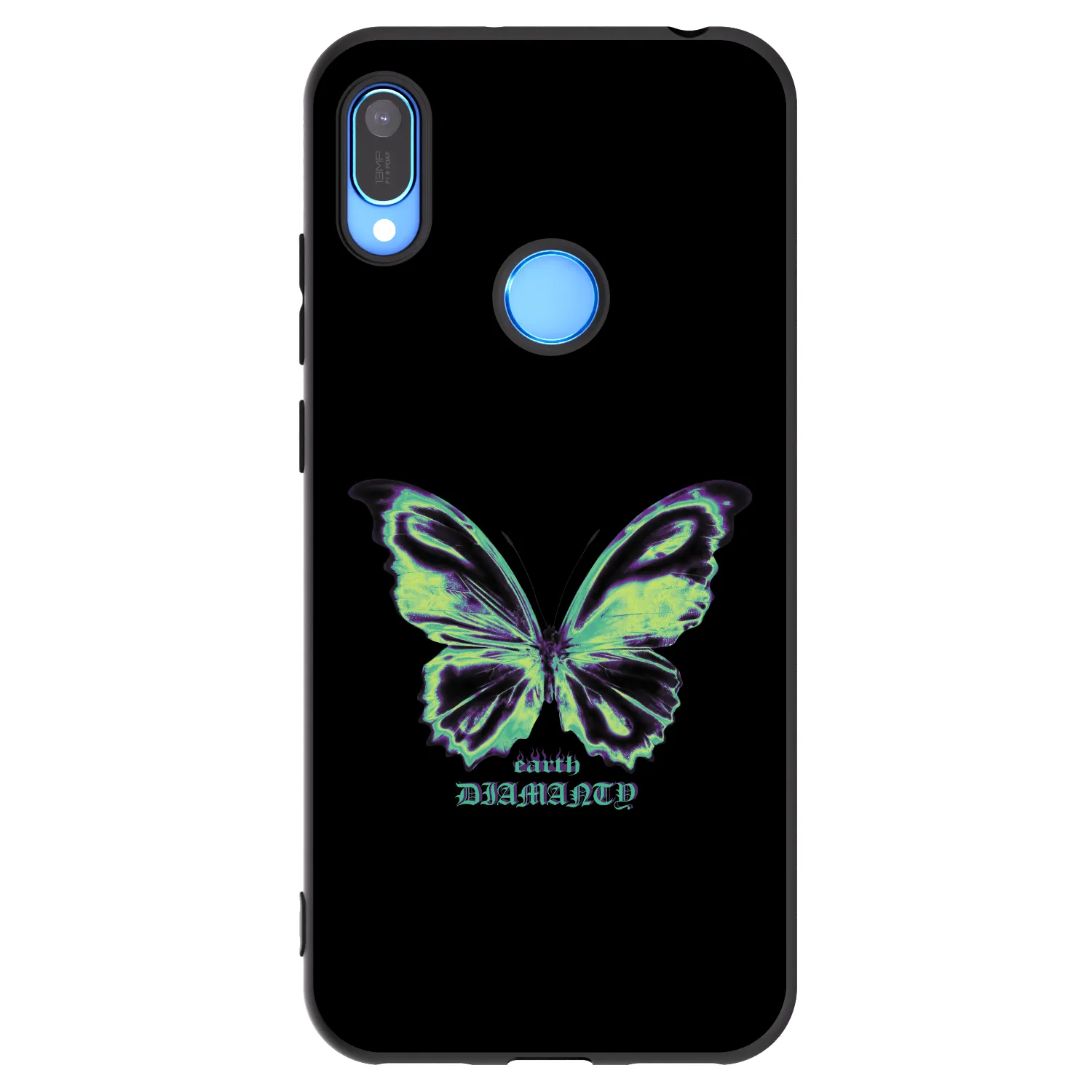 Picasee Huawei Y6 2019 Hülle - Schwarzes Silikon - Diamanty Blue
