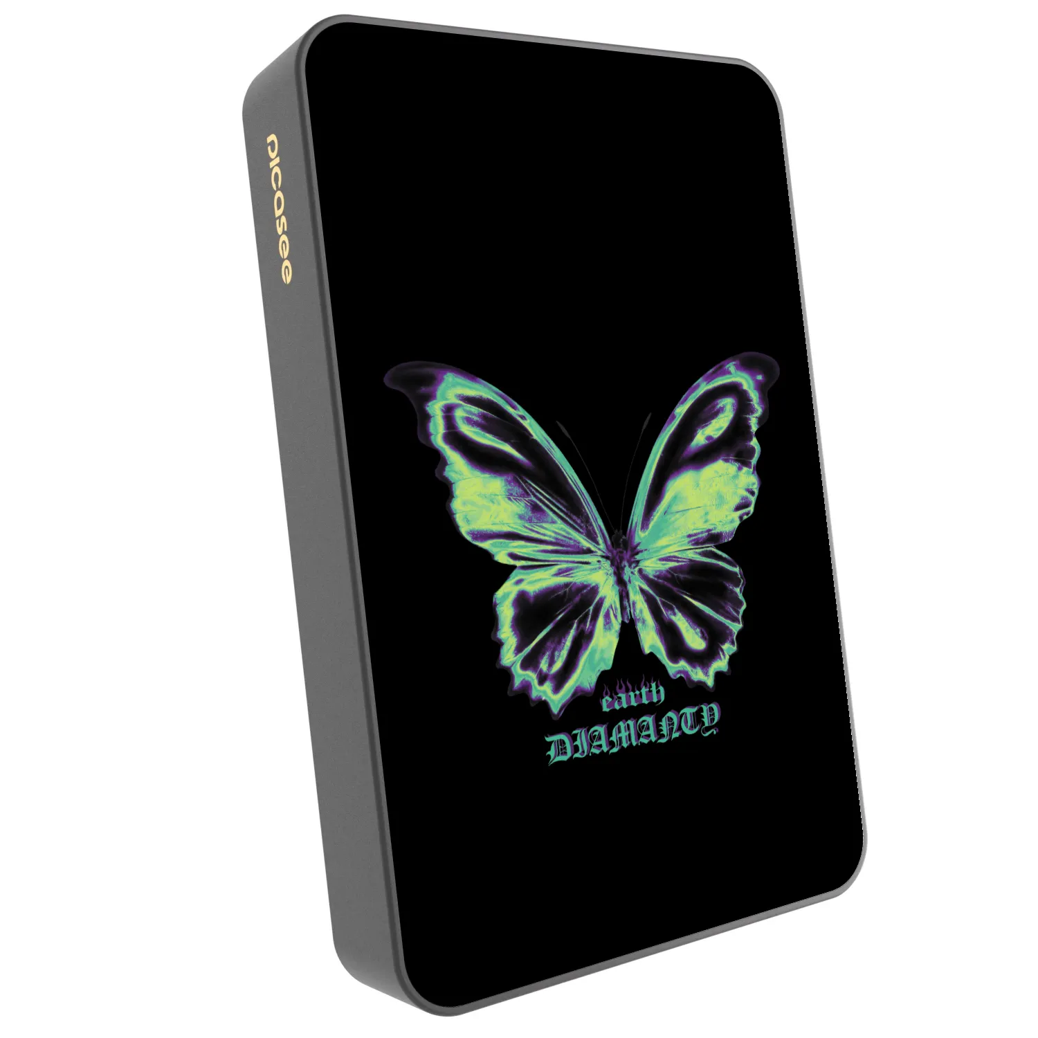 Picasee Powerbank mit MagSafe 10 000 mAh Grau - Diamanty Blue