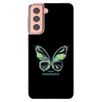 Picasee Samsung Galaxy S21 5G G991B Hülle - Transparentes Silikon - Diamanty Blue