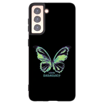 Picasee Samsung Galaxy S21 5G G991B Hülle - Schwarzes Silikon - Diamanty Blue
