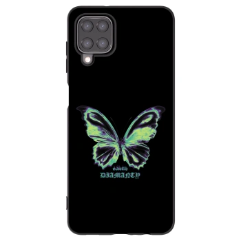 Picasee Samsung Galaxy A12 A125F Hülle - Schwarzes Silikon - Diamanty Blue