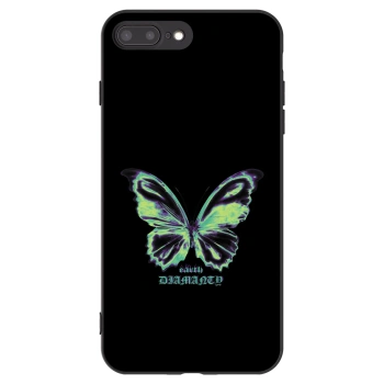 Picasee Apple iPhone 7 Plus Hülle - Schwarzes Silikon - Diamanty Blue
