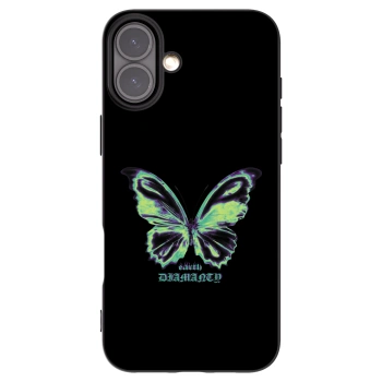 Picasee Apple iPhone 16 Plus Hülle - Schwarzes Silikon - Diamanty Blue