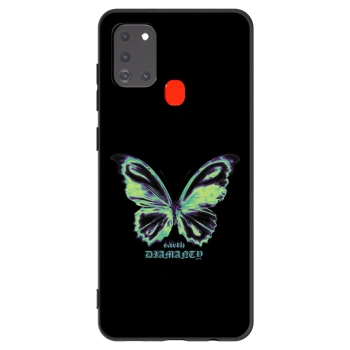 Picasee Samsung Galaxy A21s Hülle - Schwarzes Silikon - Diamanty Blue