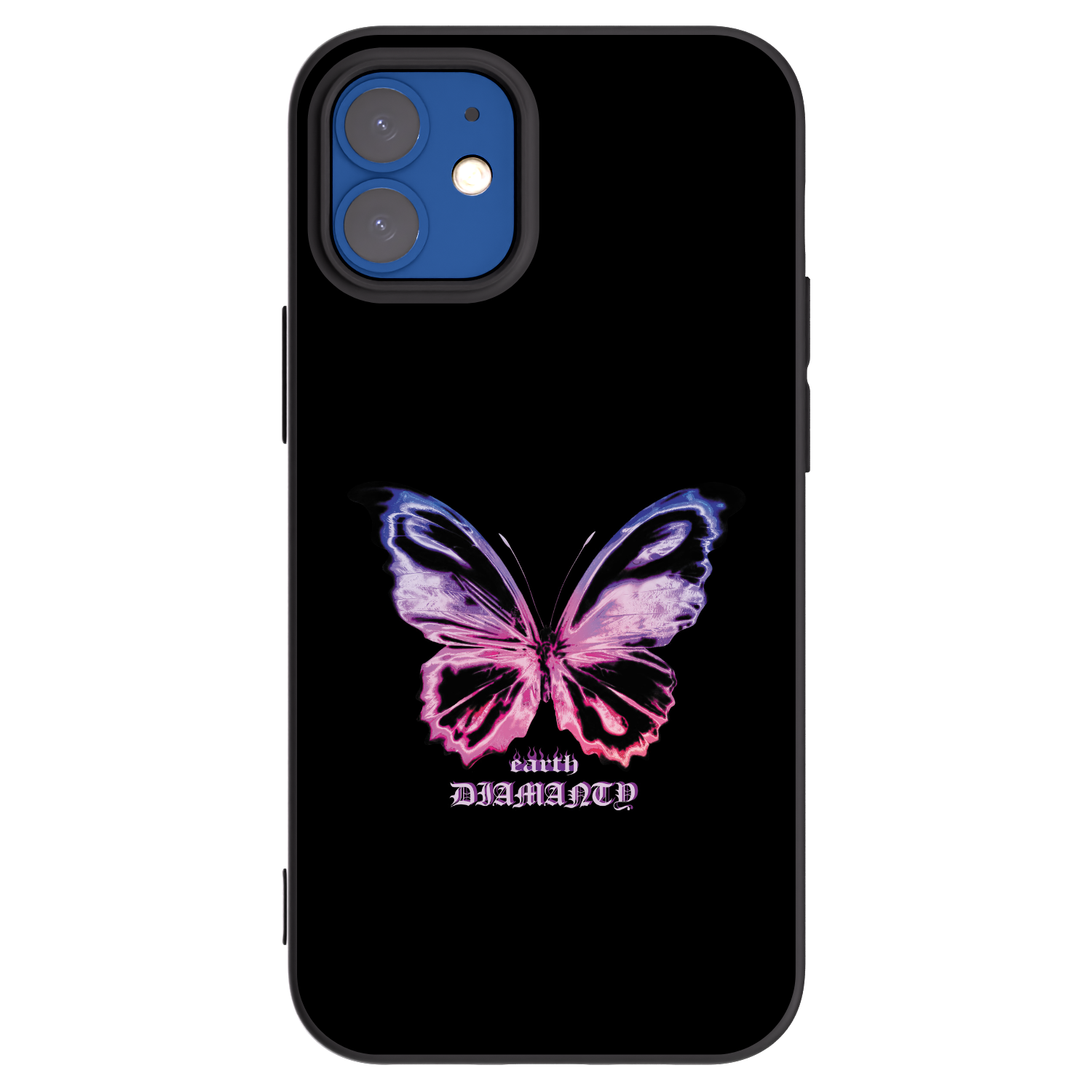 Picasee Apple iPhone 12 mini Hülle - Schwarzes Silikon - Diamanty Purple